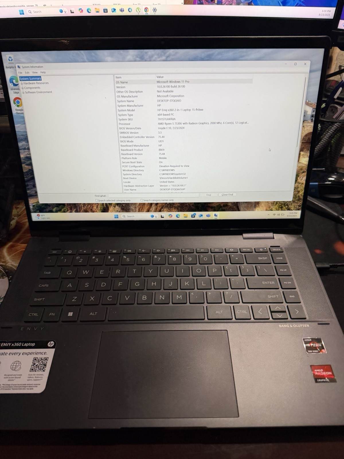 HP Envy X360 15″ 2-in-1 Touch Laptop Ryzen 5 7530U 8GB RAM 256GB SSD 15-fh0013dx