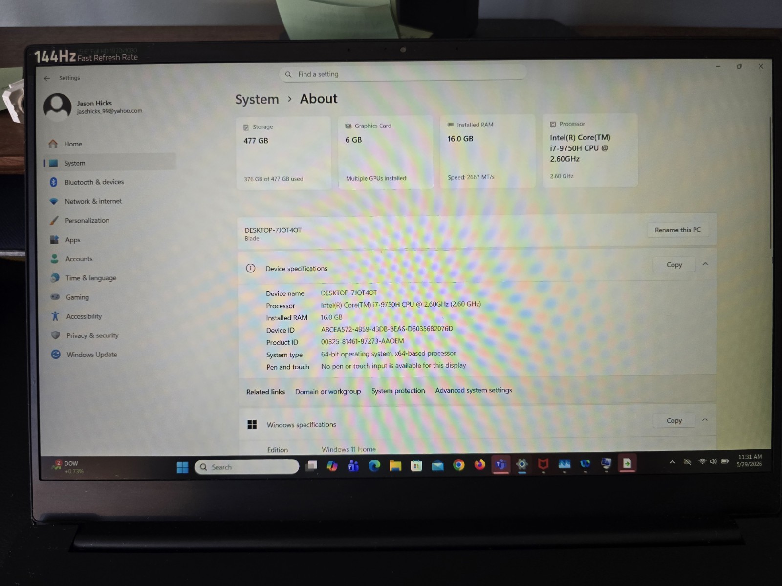 Razer Blade 15 Base 144Hz FHD i7-9750H 16GB 512GB SSD RTX 2060