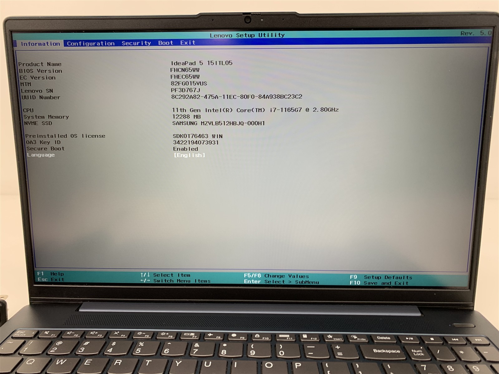 Lenovo Ideapad 5 15ITL05 i7-1165G7 2.80GHz 12GB RAM 512GB NVMe SSD Win 11 15.6″