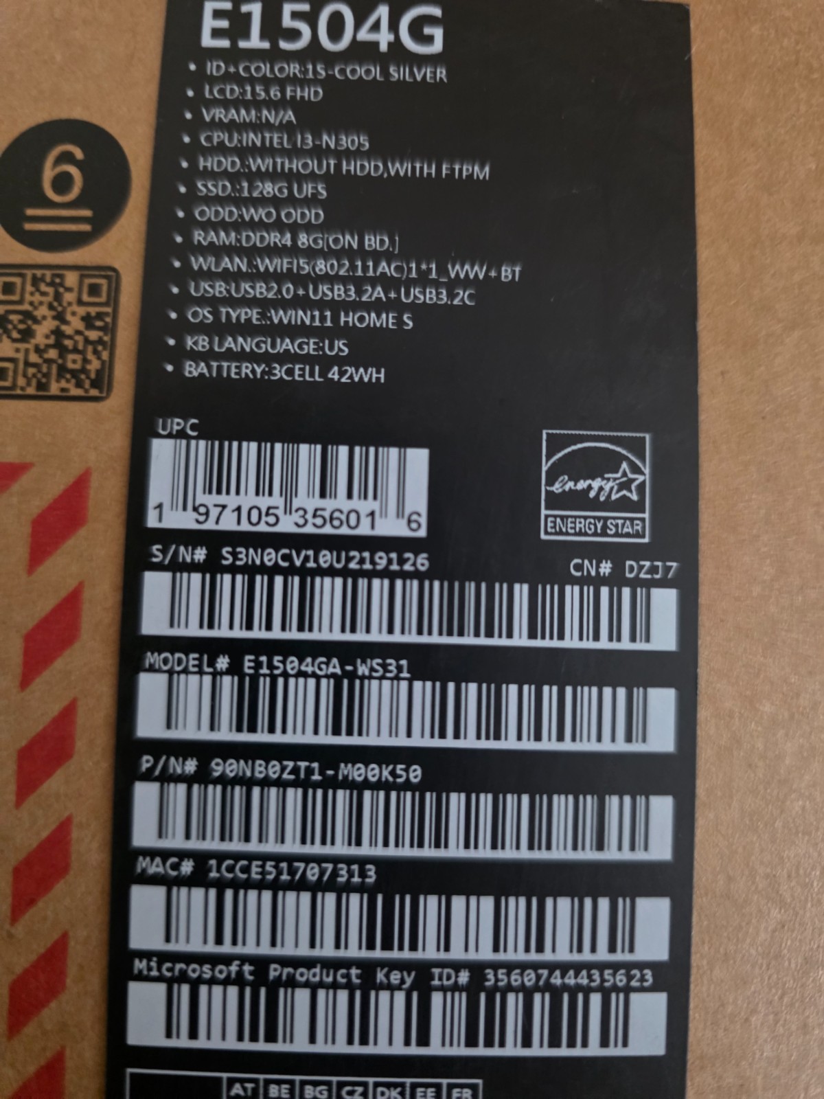 ASUS Vivobook Go 15.6″ FHD Laptop Intel i3-N305 8GB RAM 128GB UFS Silver