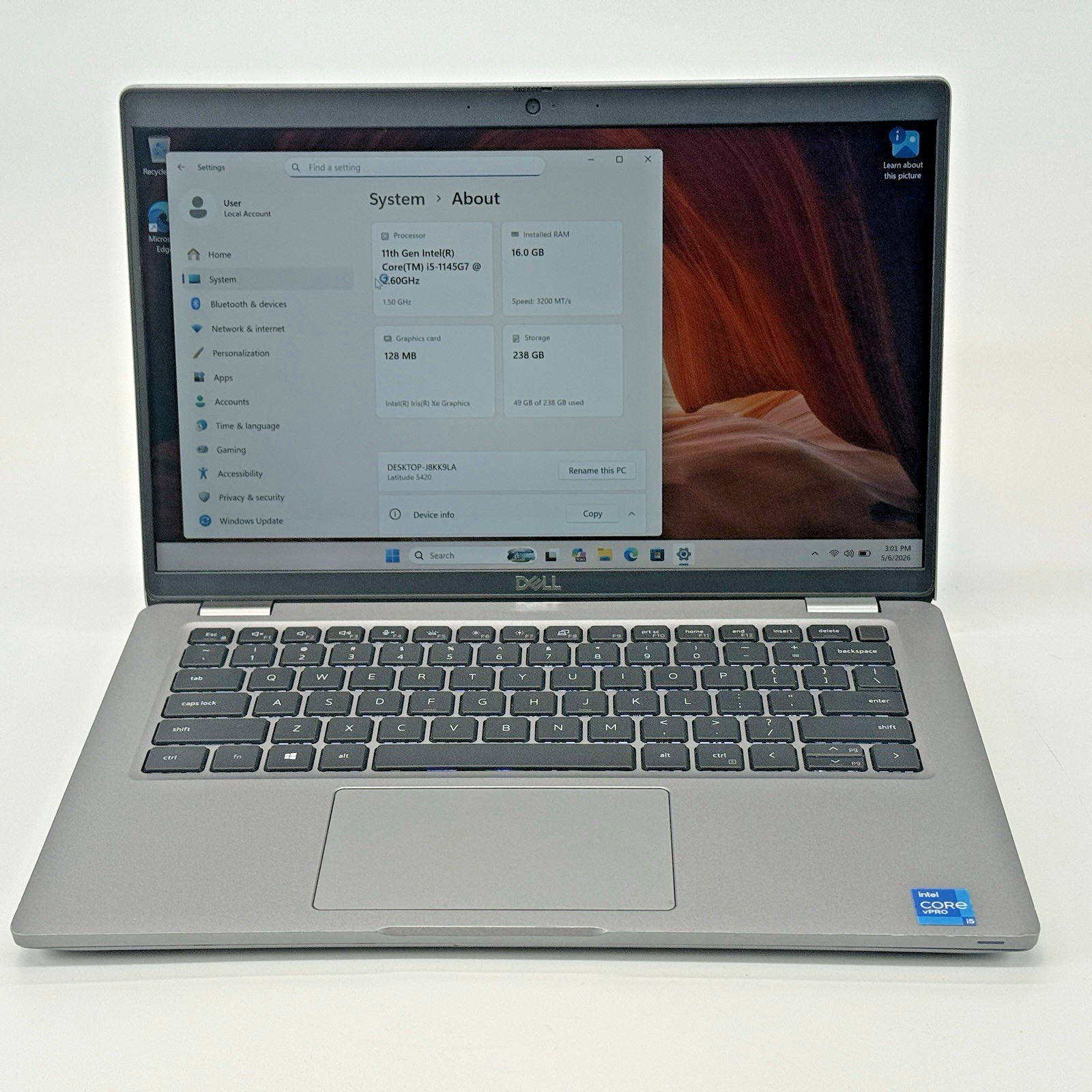 Dell Latitude 5420 Intel i5-1145G7 2.60 GHz 16 GB RAM 256 GB SSD (NVMe) Win 11