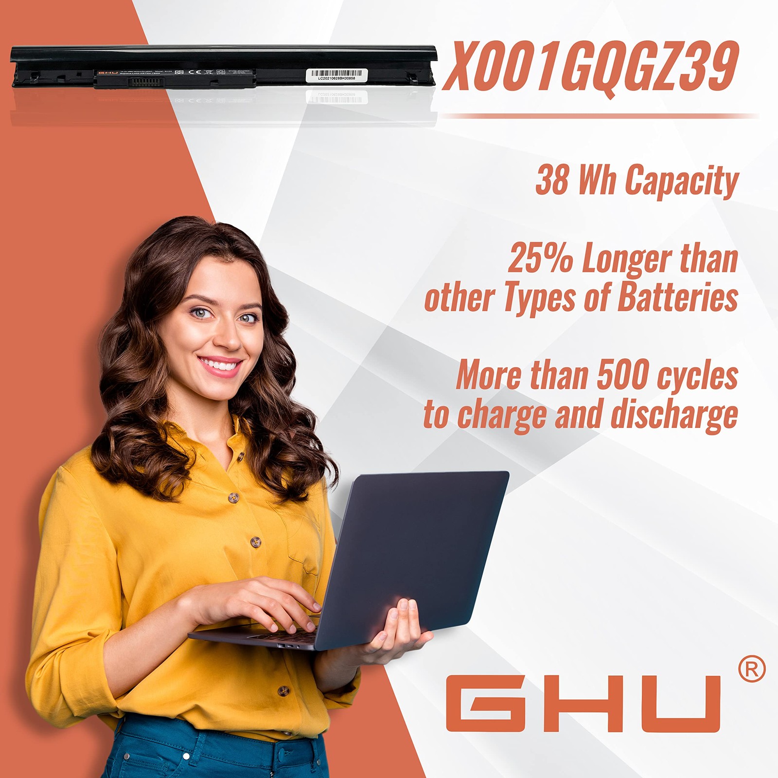 GHU New 38 Wh 2600 mAh LA04 Battery for 776622-001 hp Battery Replacement 728460