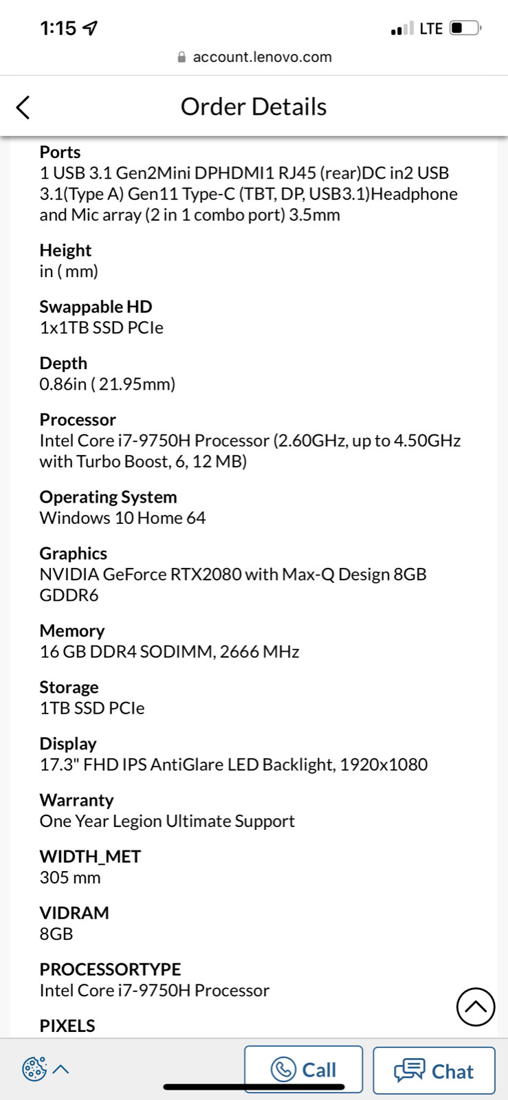 Gaming Laptop Lenovo Legion y740 Iron grey