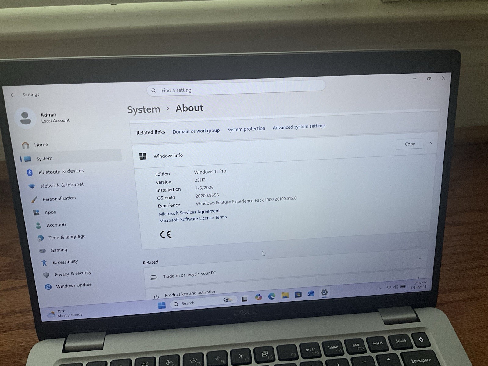 Dell Latitude 5450 Ultra 5 135U 1.6GHz 16GB DDR5 256GB SSD WIN11PRO 14″ Laptop
