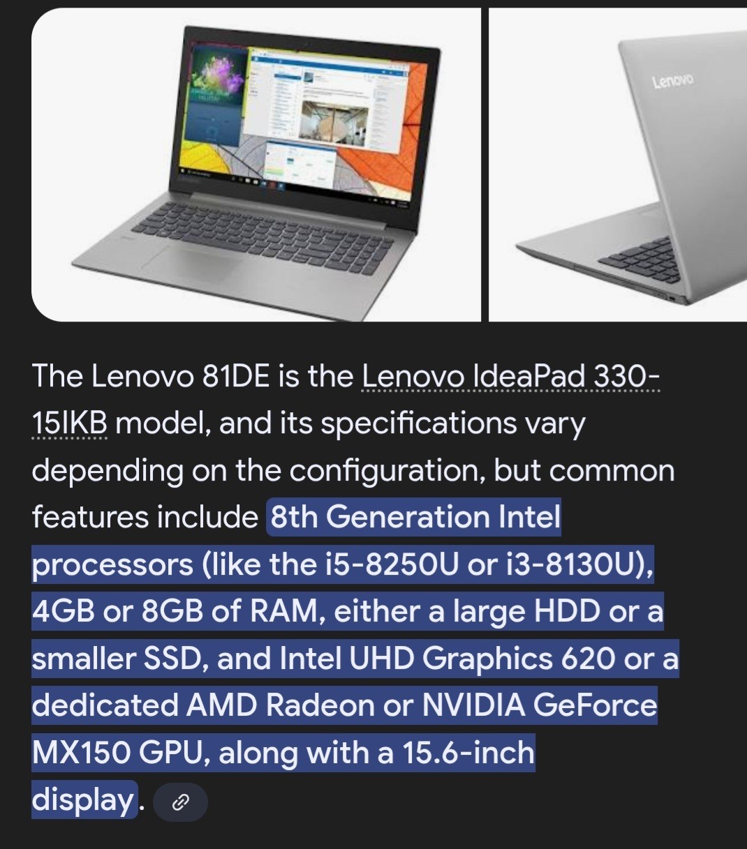 Lenovo IdeaPad 1 15.6” (256GB 2.4GHz 8GB RAM) Laptop (82VG00BJUS)