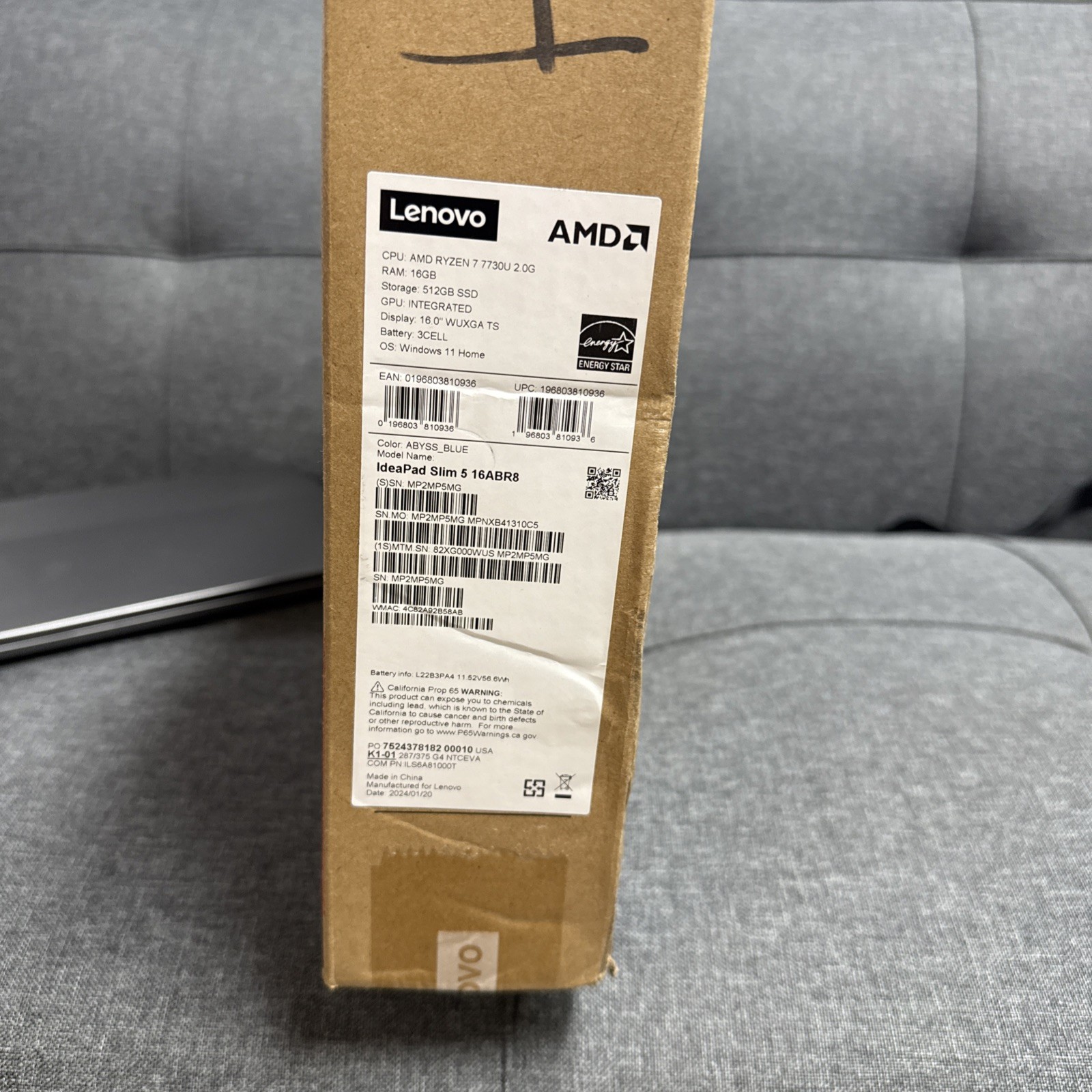 Lenovo Ideapad slim 3 15ABR8 15.6″ Ryzen 7 7730U 2.0GHz 16GB RAM 512GB SSD