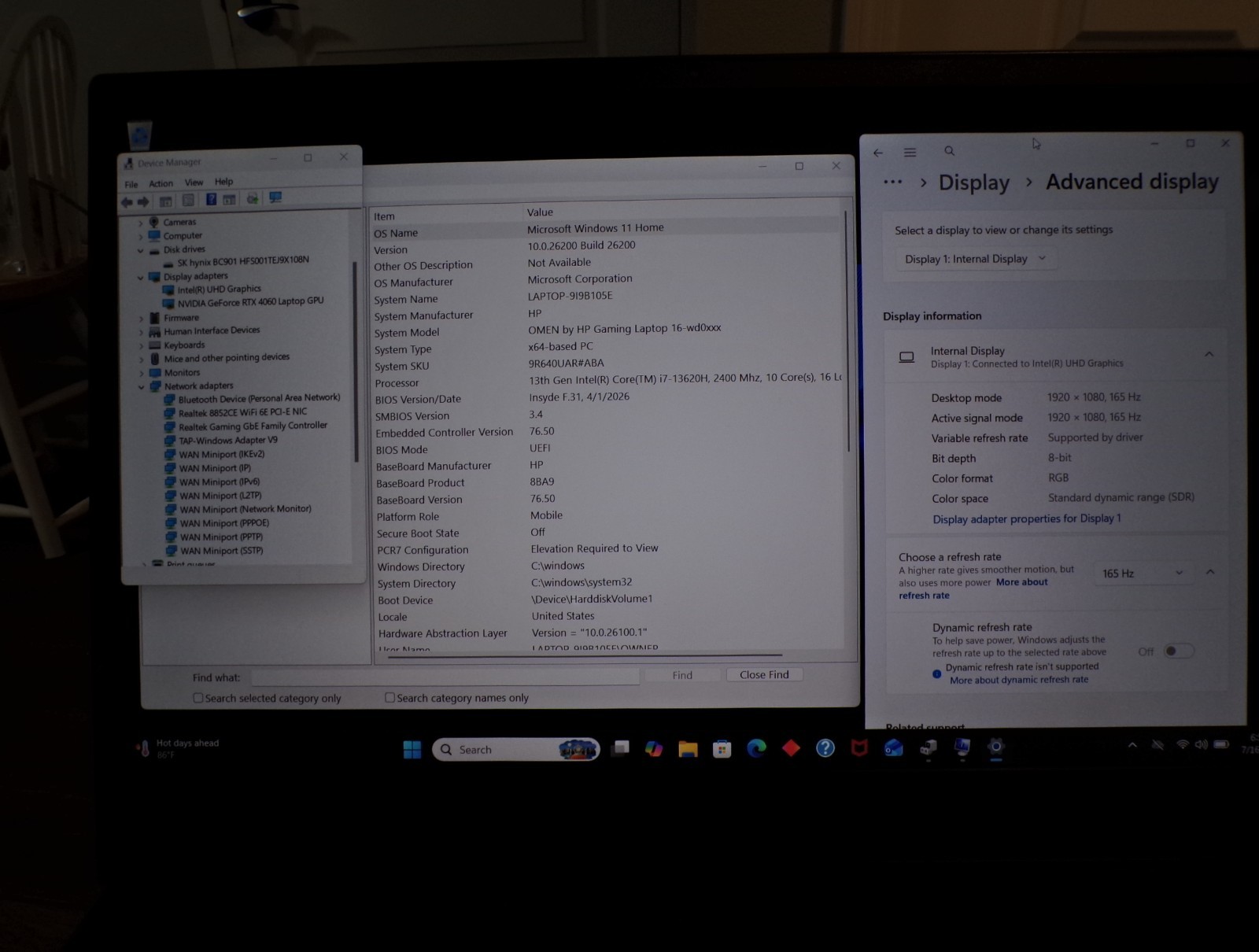HP OMEN WD0073DX 16.1” 165Hz 165Hz LAPTOP i7-13620H 16GB 1TB SSD RTX 4060