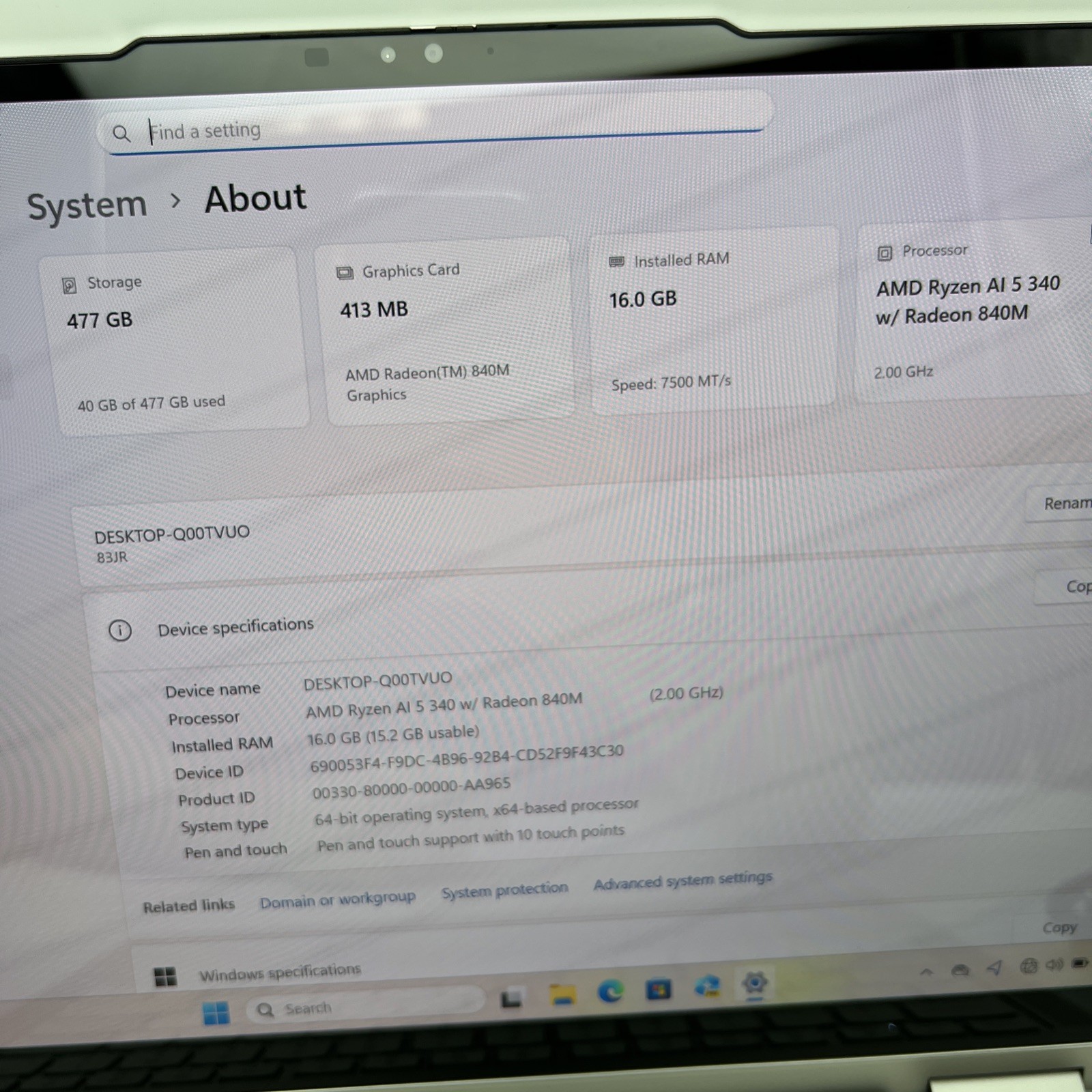 Lenovo Yoga 7 2-in-1 14″ 2K OLED Touch Laptop Ryzen AI 5 340 16GB 512SSD – Used