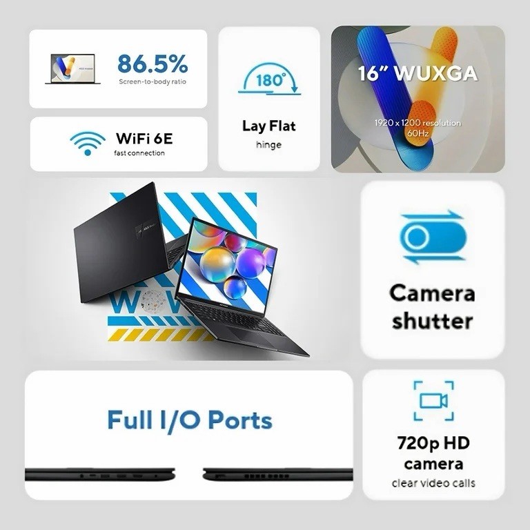 New ASUS Vivobook F1605VA 16” WUXGA Laptop Intel Core i7-1355U 16GB 512GB SSD