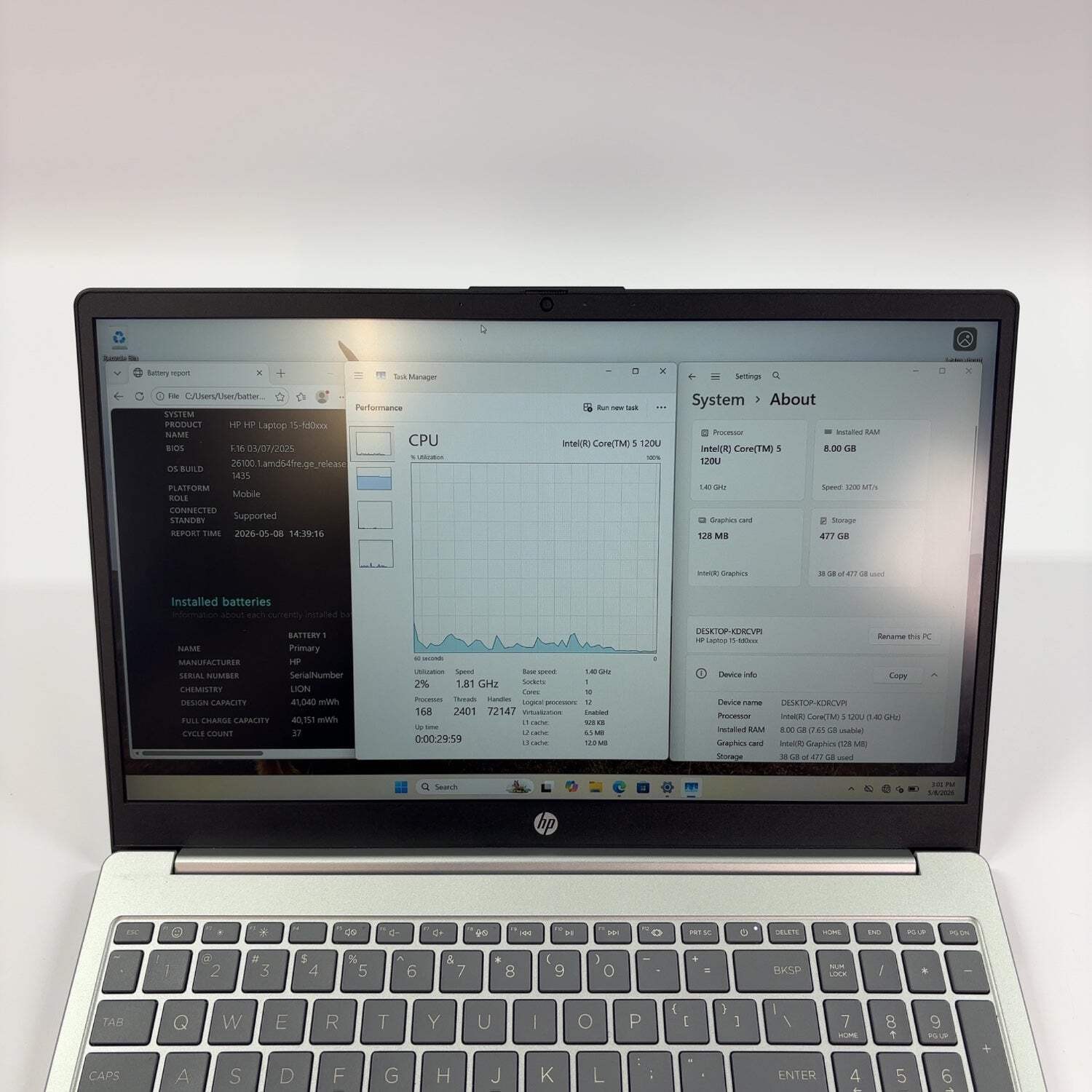 HP Laptop 15-FD0153WM 15.6″ Core 5 120U 1.4GHz 8GB RAM 512GB SSD