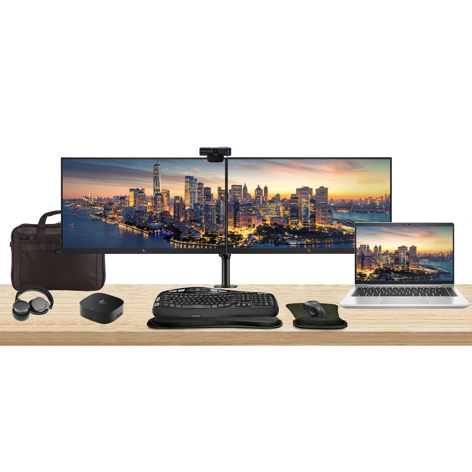 HP EliteBook 645 G10 14″, 16GB RAM Notebook with 2 x EliteDisplay 24″ Monitors