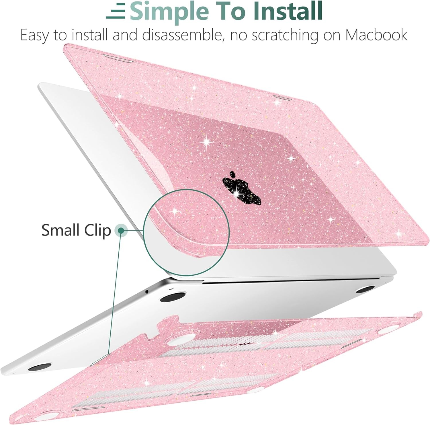 Glitter Case for MacBook Air 15 inch Case 2026 2025 2024 2023, Glitter Pink
