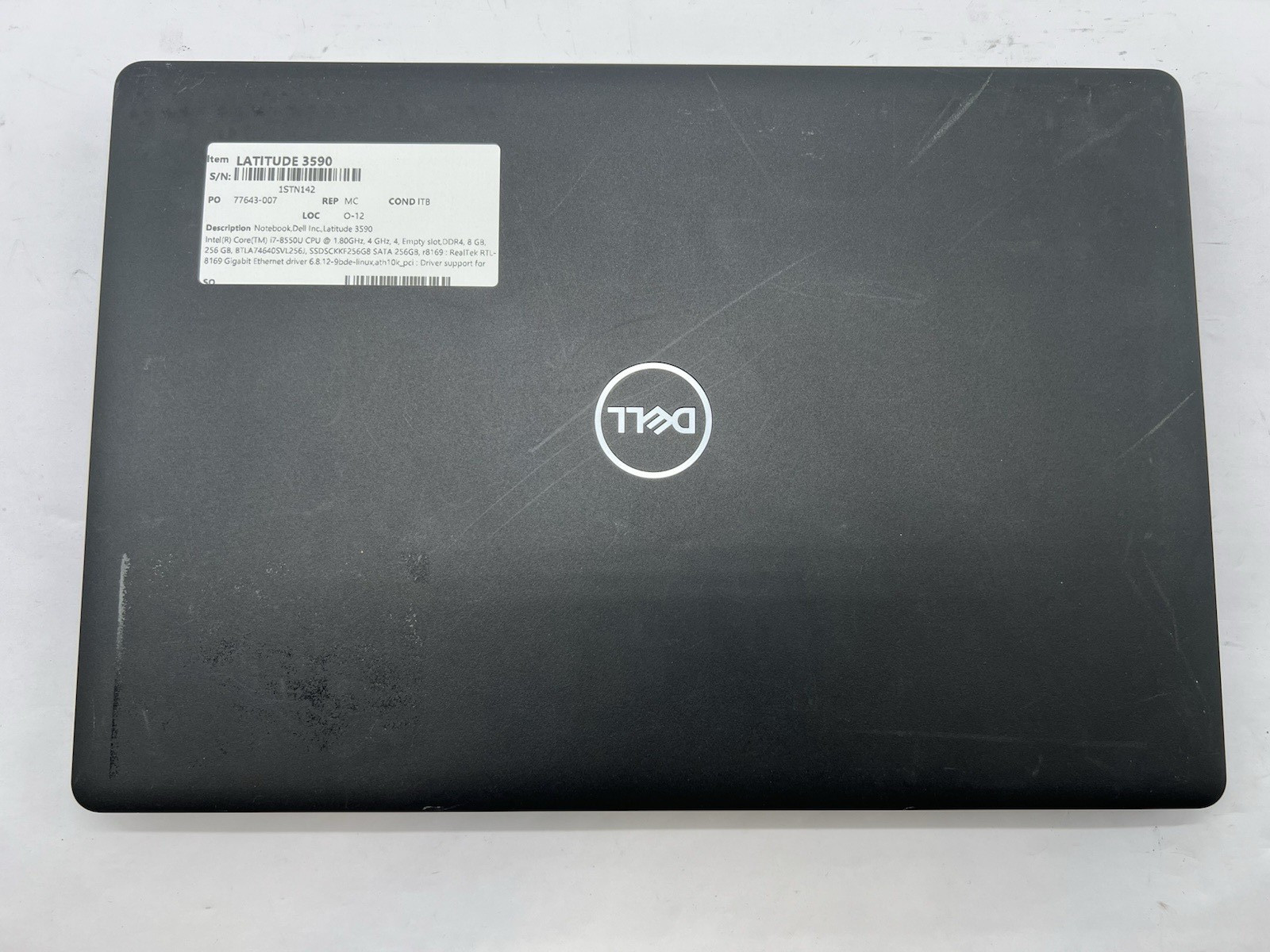 Dell Latitude 3590, i7-8550U CPU, @ 1.80GHz, 8GB RAM, 256GB SSD-No OS/Charger