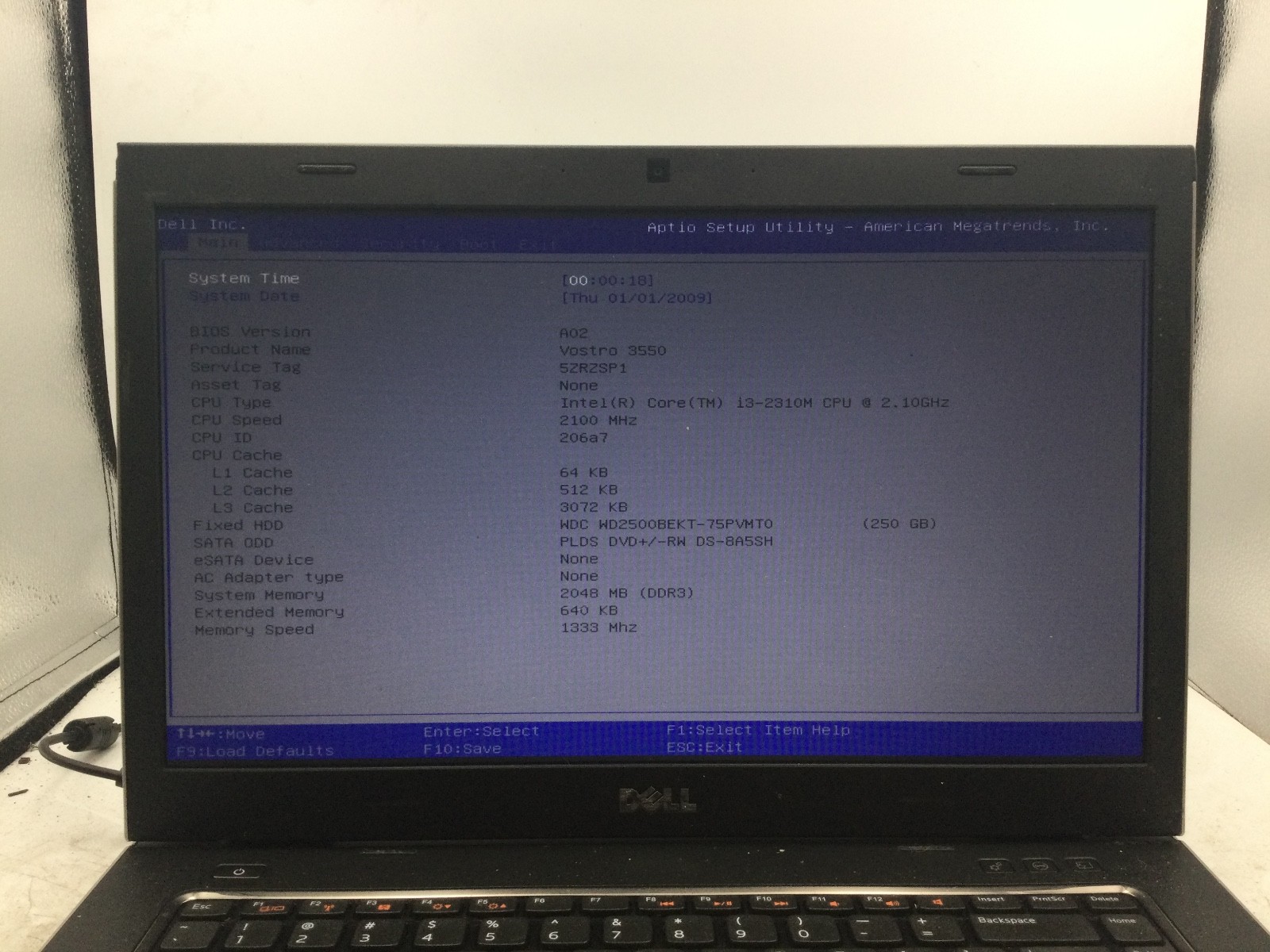 DELL VOSTRO 3550 – BOOTS TO BIOS – INTEL I3 2310M – 3GB RAM – 15″ – READ DESC-BB