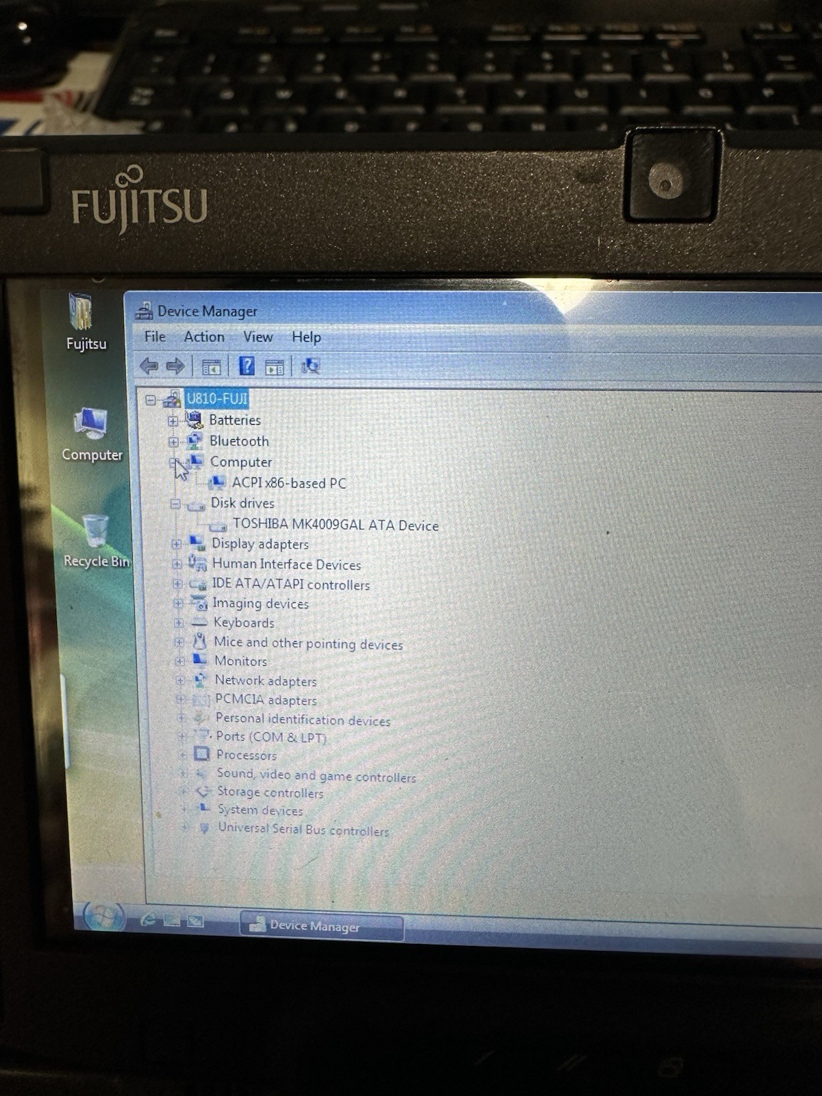 Fujitsu Lifebook U810 with Windows Vista OS