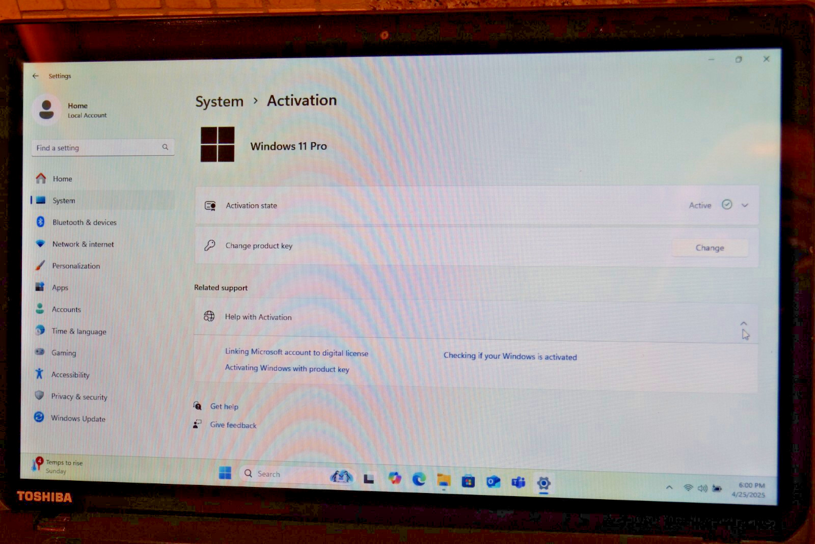 24H2 Edition WIN 11PRO Touchscreen Toshiba C55T-A5123@2.13GHz,8GB RAM 500GB HDD