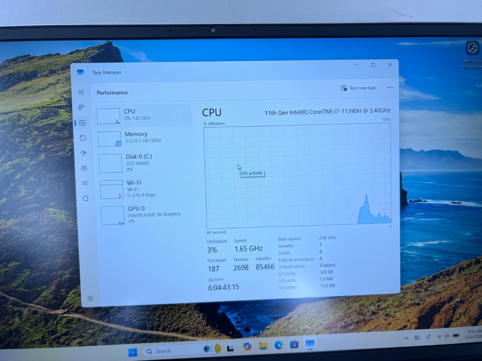 Dell Inspiron 15 5510 i7-11390H 16GB 1TB SSD 15.6″ FHD Backlit Win11 Iris Xe GPU