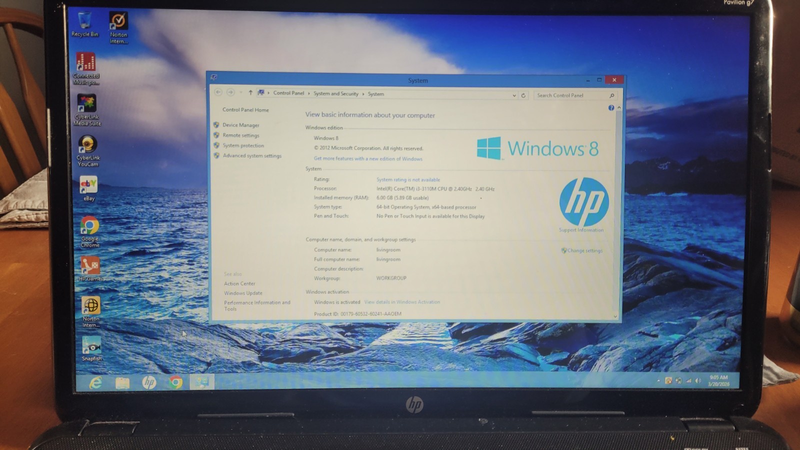 HP Pavilion g7 Laptop Intel Core i3 6GB RAM 500GB HDD Windows 8 17.3” Dolby
