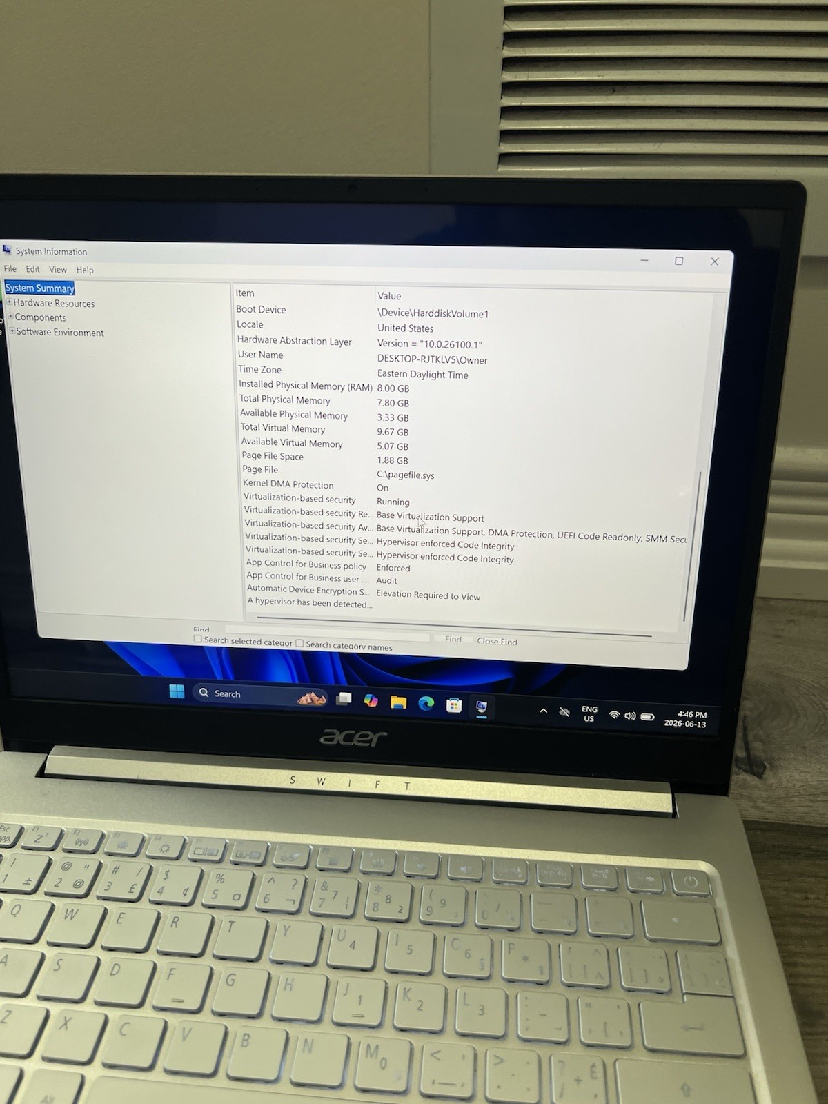 Acer Swift SF313-53 13″ 2k QHD Display i5 11th Gen CPU 8GB RAM 120GB SSD Win 11H