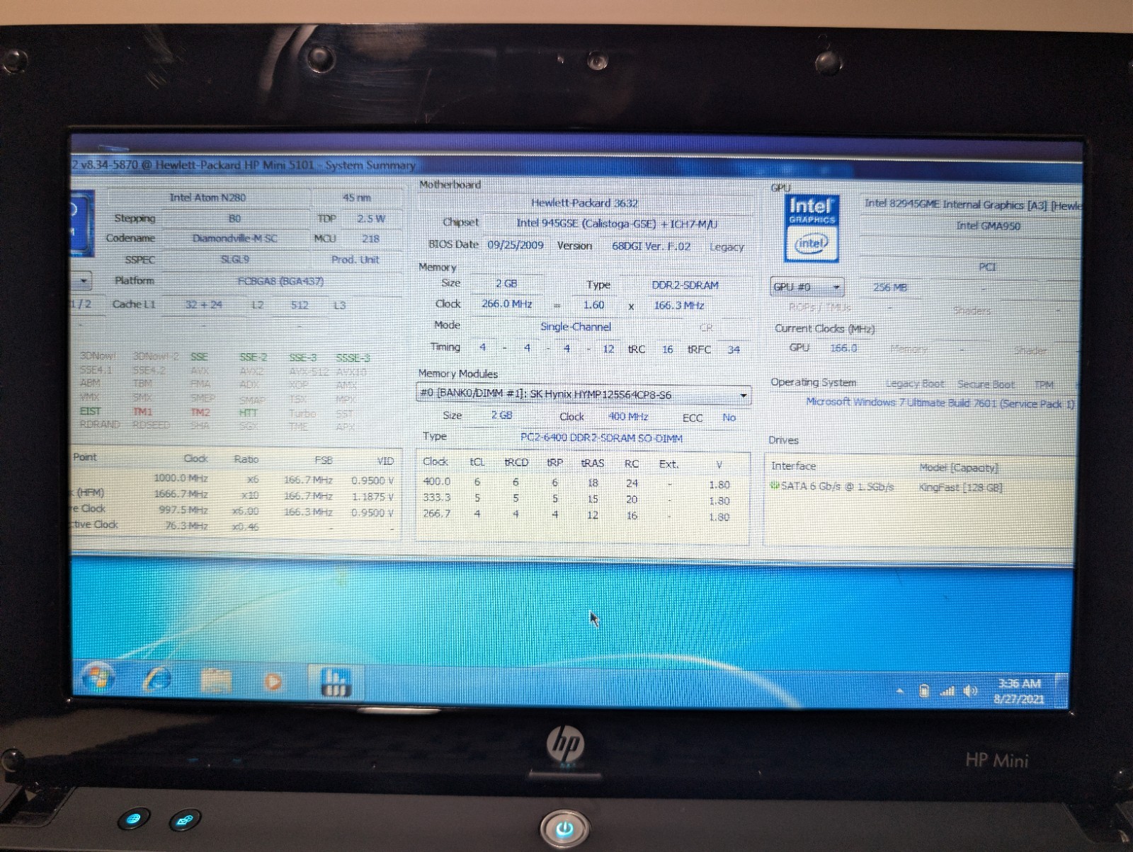 10.1″ HP Mini 5101 | Atom 2GB RAM 128GB SSD | Win 7 Pro 32-Bit W/ Charger