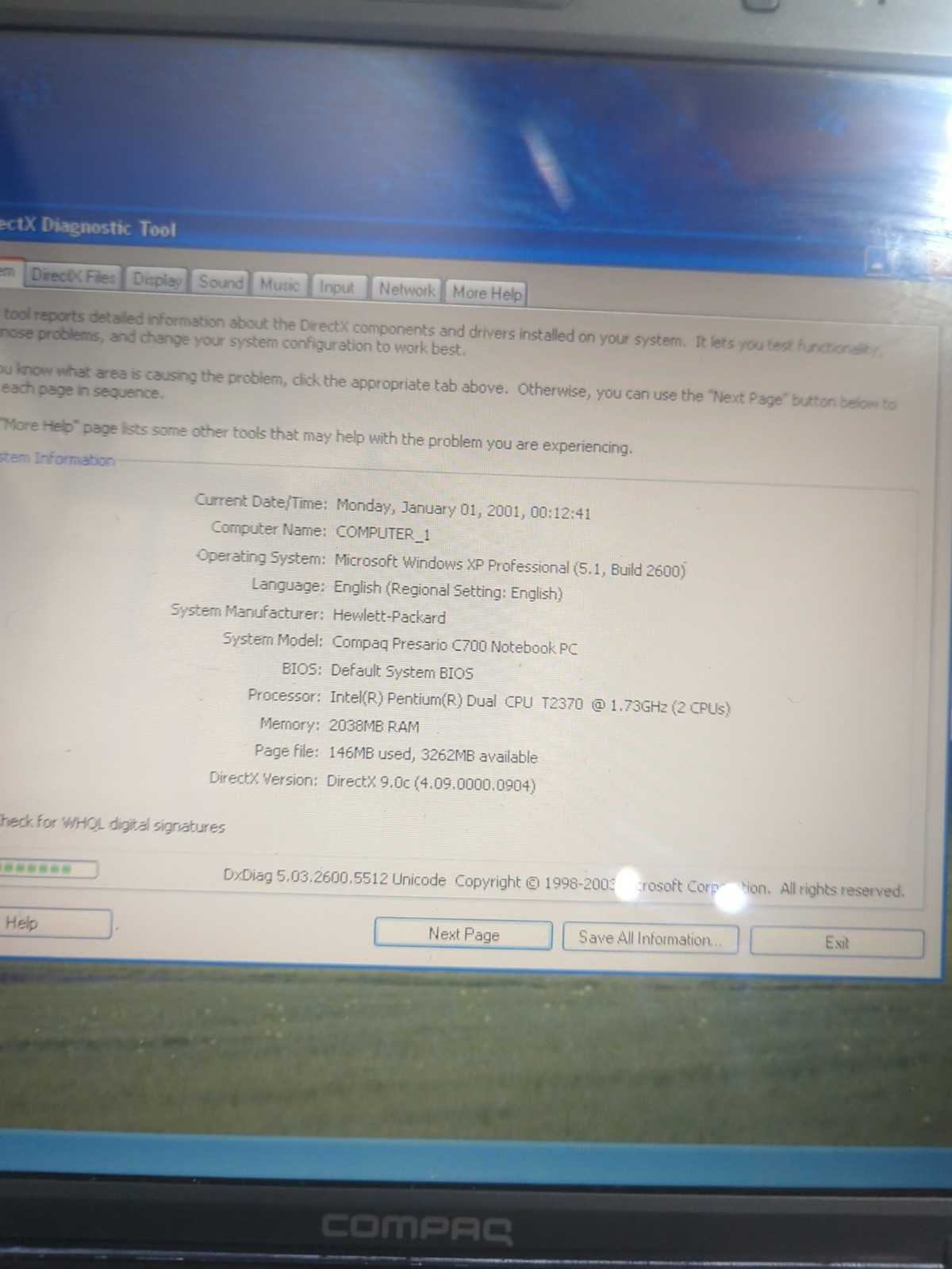 Compaq C700 Laptop( Xp-2gb Ram-32gb SSD – Wi-Fi – Dvd-dual Core-webcam)