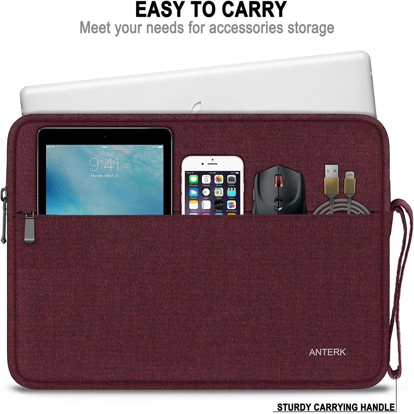 Laptop Sleeve Case 14 Inch, Water Resistant Traveling Computer Cover with Handle