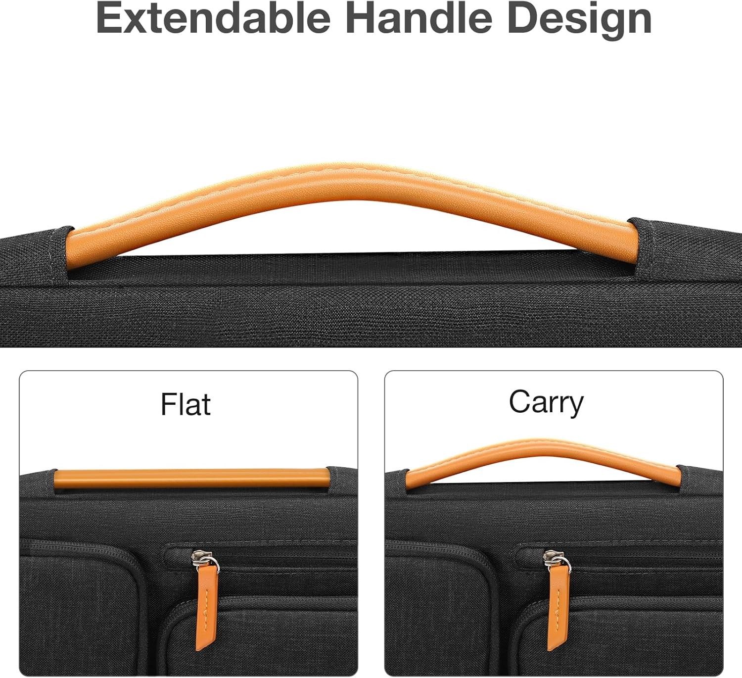 Black 360 Laptop Sleeve for 15-15.6 inch Laptops, Includes Zipper Pockets & Hand