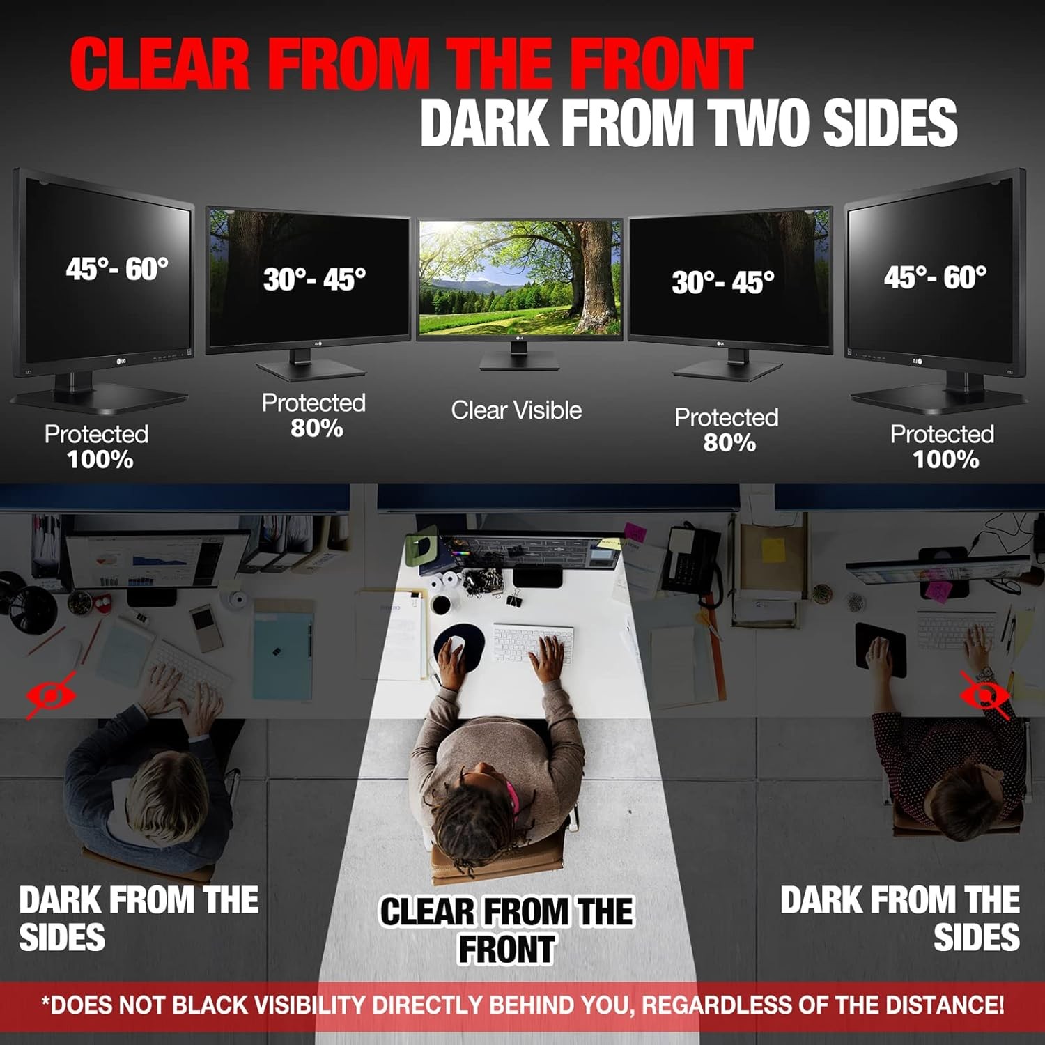 Privacy Screen Filter for 24 Inch Widescreen Monitor, Anti-Spy Anti-Glare Shield