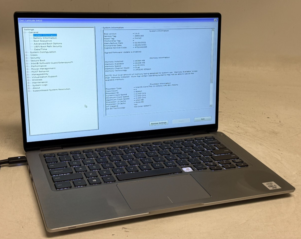 Dell Latitude 9410 2in1 14″ (i5-10310u – 16GB RAM – 256GB SSD – Win11Home)