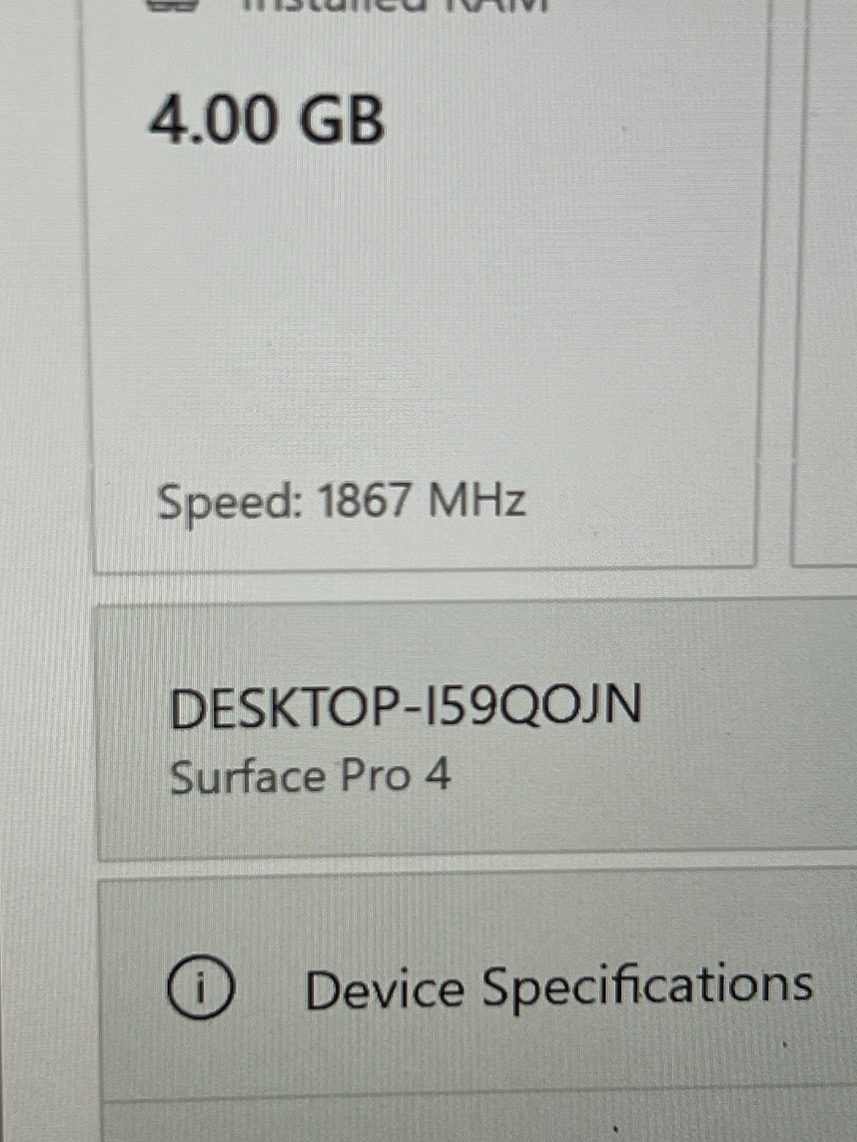 Microsoft 1724 Surface Pro 4 Intel Core m3-6Y30 4GB RAM 128GB SSD