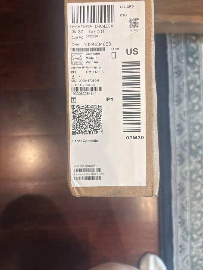 New Dell Pro 16 PC16250 16″ Core Ultra 5 235U 4.9GHz 32GB RAM 512GB SSD