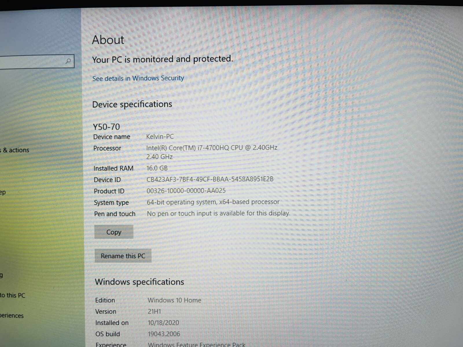 USED Lenovo Y50-70, 4700HQ, GTX 860M, 16GB DDR3, 500GB SSD, WIN 10 64bit