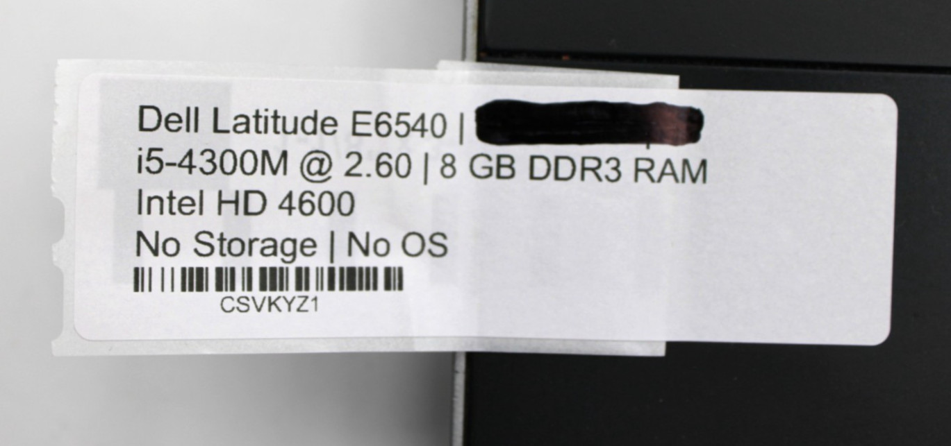 Dell Latitude E6540 i5-4300M@2.60GHz 8GB DDR3 NO STORAGE OR OS *USED/TESTED*