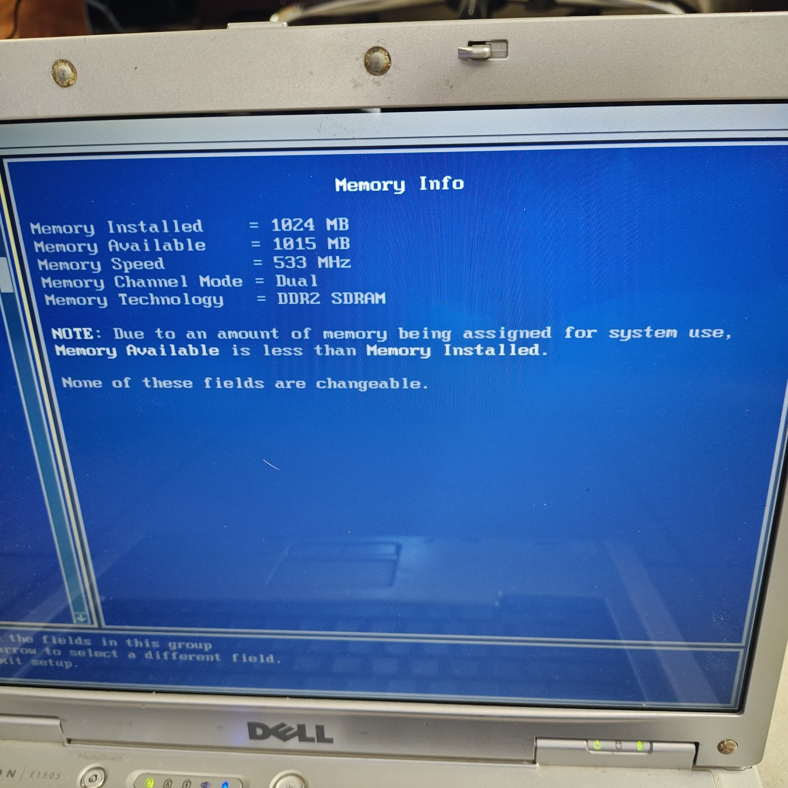 Dell Inspiron E1505 15.4″ Laptop – NO HDD/1GB RAM – Intel Core Duo #3925