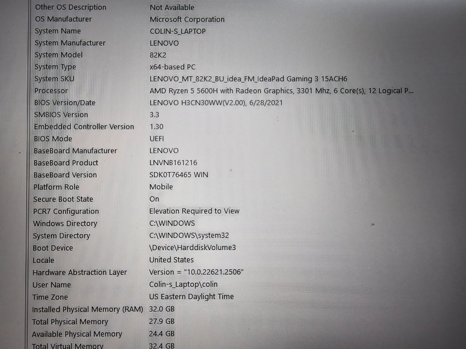 Lenovo IdeaPad Gaming 3 15ACH6 15.6″ 120Hz