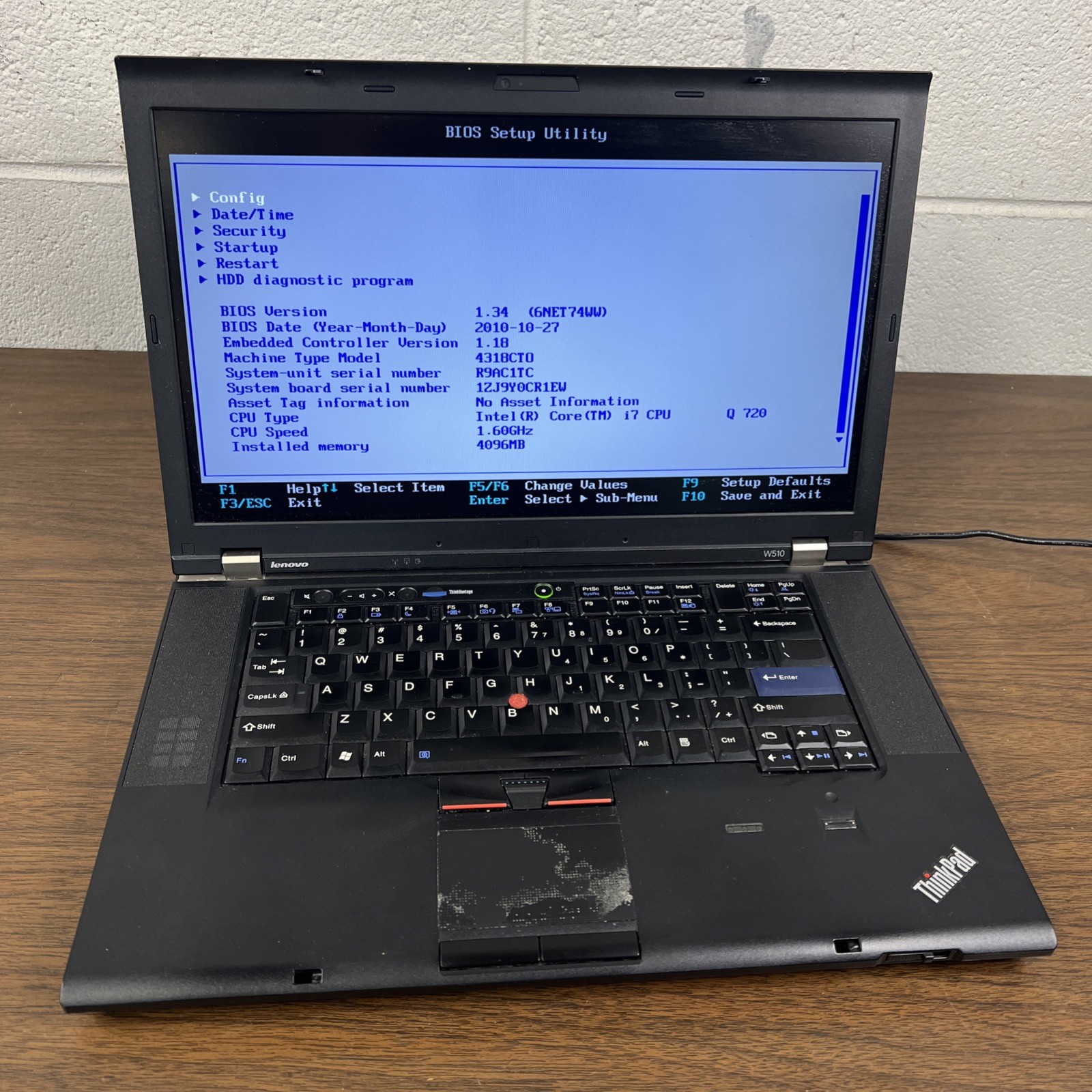 Lenovo ThinkPad W510 15.6″ Intel Core i7-720QM 1.60GHz 4GB RAM – NO HDD/OS/BATT