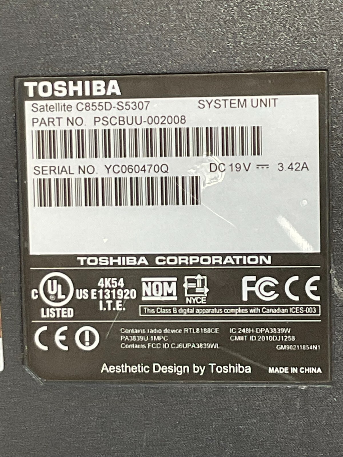 Toshiba Laptop PSCBUU-002008 Vision AMD HDMI USB Used