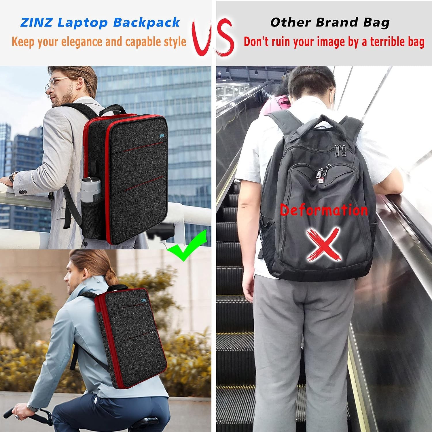 Slim & Expandable Laptop Backpack 15 15.6 16 Inch Case, Water Resistant Travel B