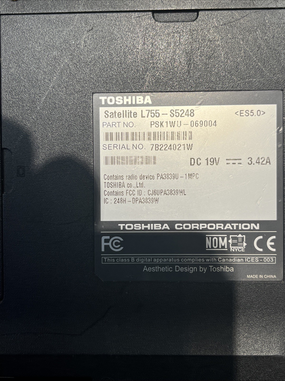 Toshiba Satellite L755-s5248 Intel Pentium B940 2 GHz 4 GB charging port broken￼