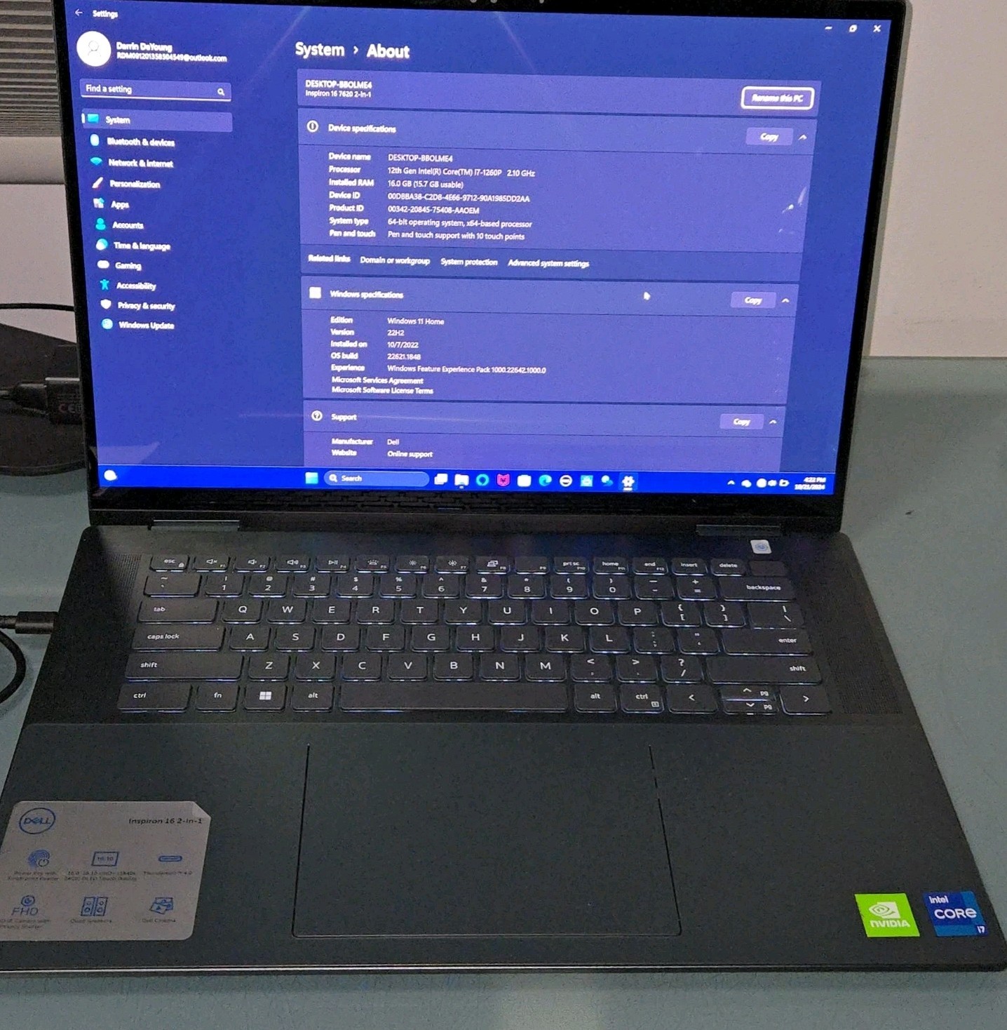 Dell Insprion 16 P119F001 16″ i7-12602P 16GB RAM 512GB SSD, + NVIDIA GRAPHICS