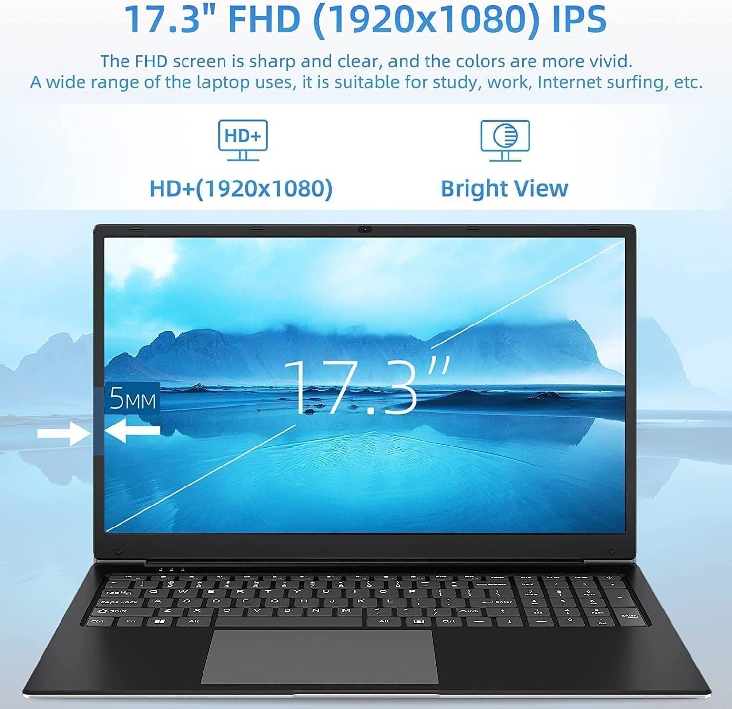 SGIN 17.3″ IPS FHD-Laptop Intel N4020 8GB RAM 128GB 256GB 512GB SSD Up to 2.8GHz