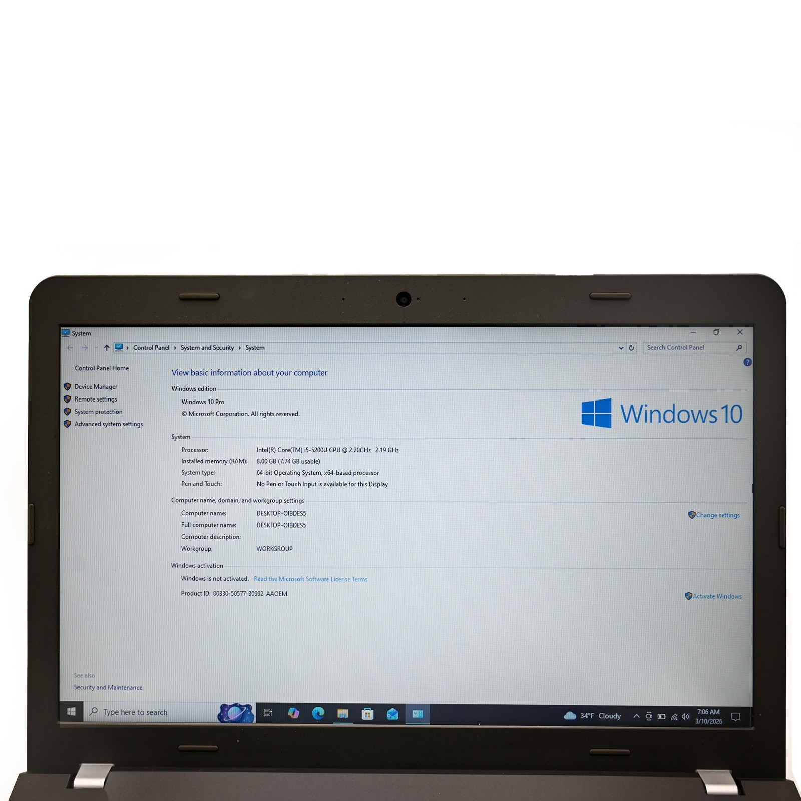 Lenovo Thinkpad E550 Intel core i5-5200U 8GB RAM 500GB HDD 2.20GHz Win 10 Pro