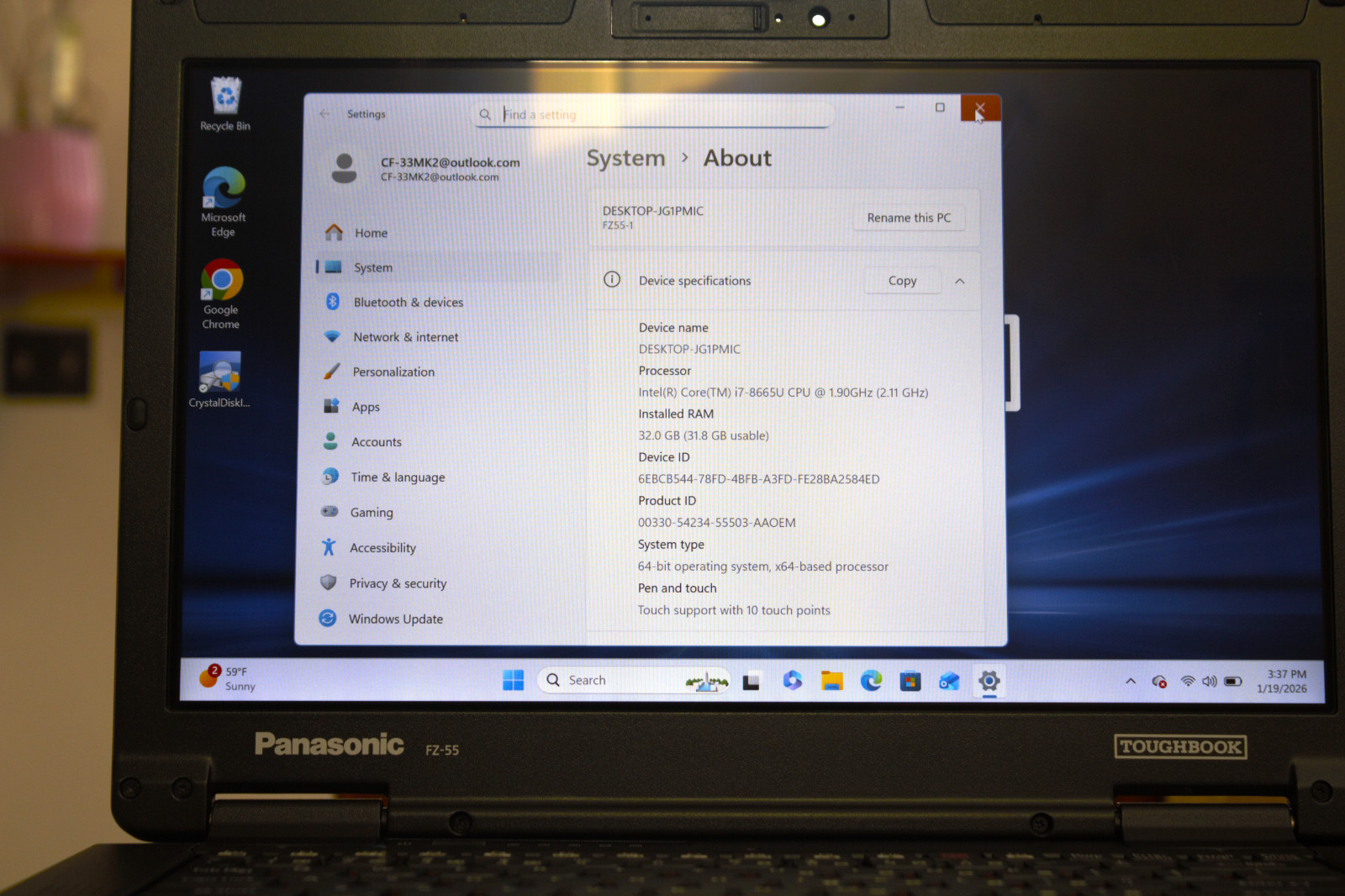Panasonic Toughbook FZ-55 i7-8665U NEW 1TB SSD 32GB RAM Touch 4G GPS 2x Battery