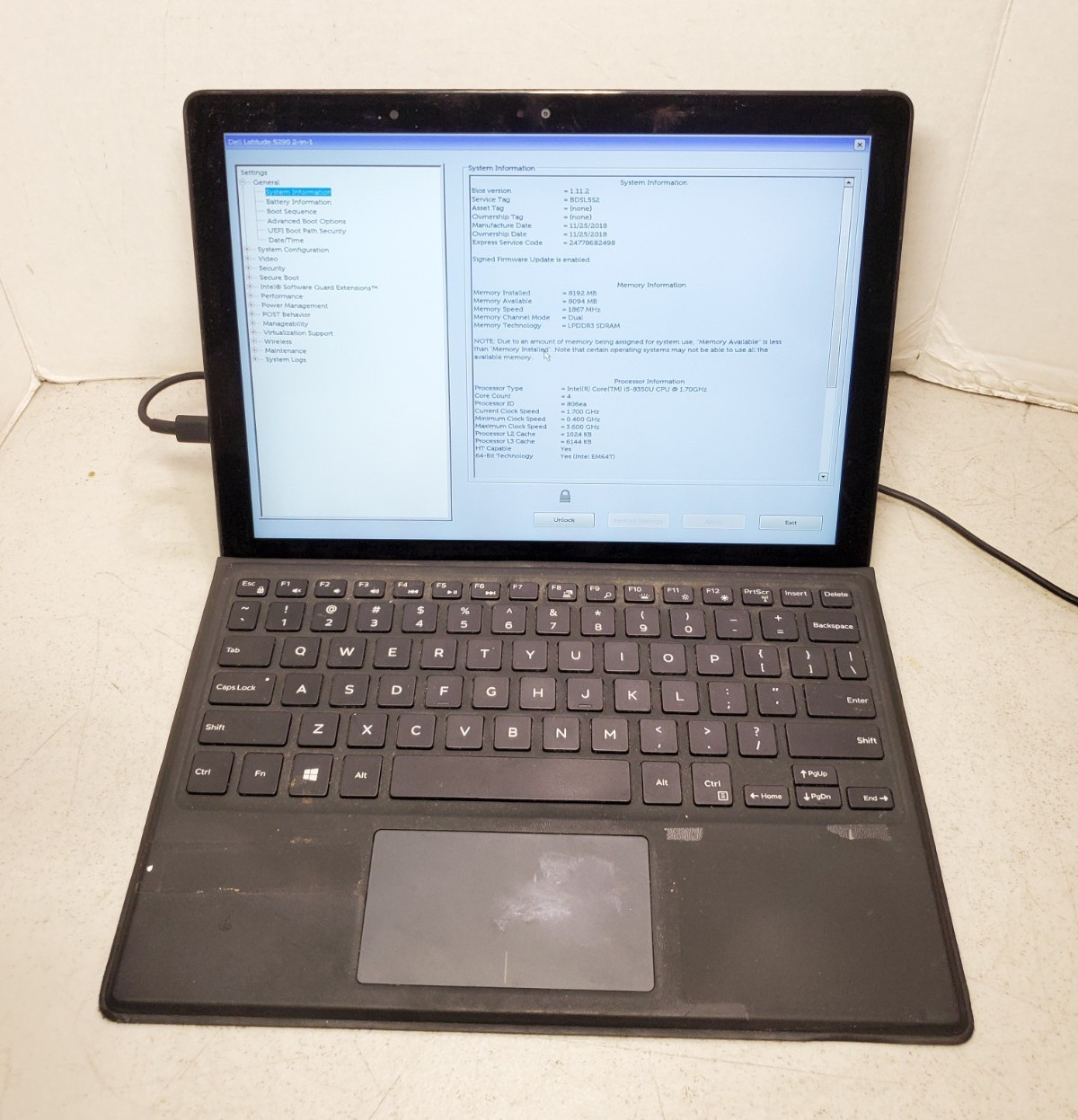 Dell Latitude 5290 2-in-1 i5 8350U 1.70GHz 8GB RAM No SSD/OS! BIOS PW! #69