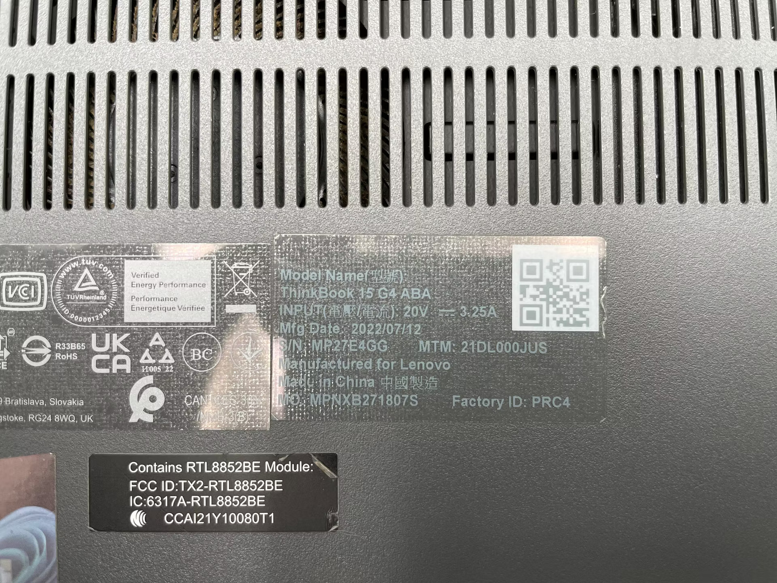 Lenovo ThinkBook 15 G4 ABA Used 15.5″ (Ryzen 5 5625U-16GB-256GB NVMe)