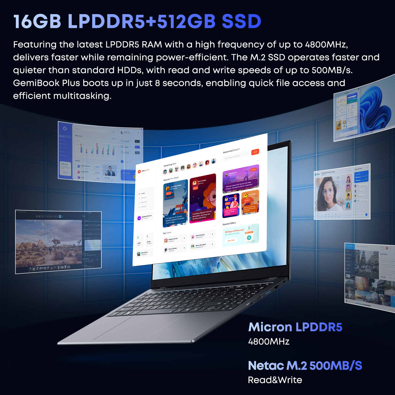 CHUWI Gemibook Plus 15.6in Laptop DDR5 16G 512GB SSD Intel N100 2K Windwos 11 PC