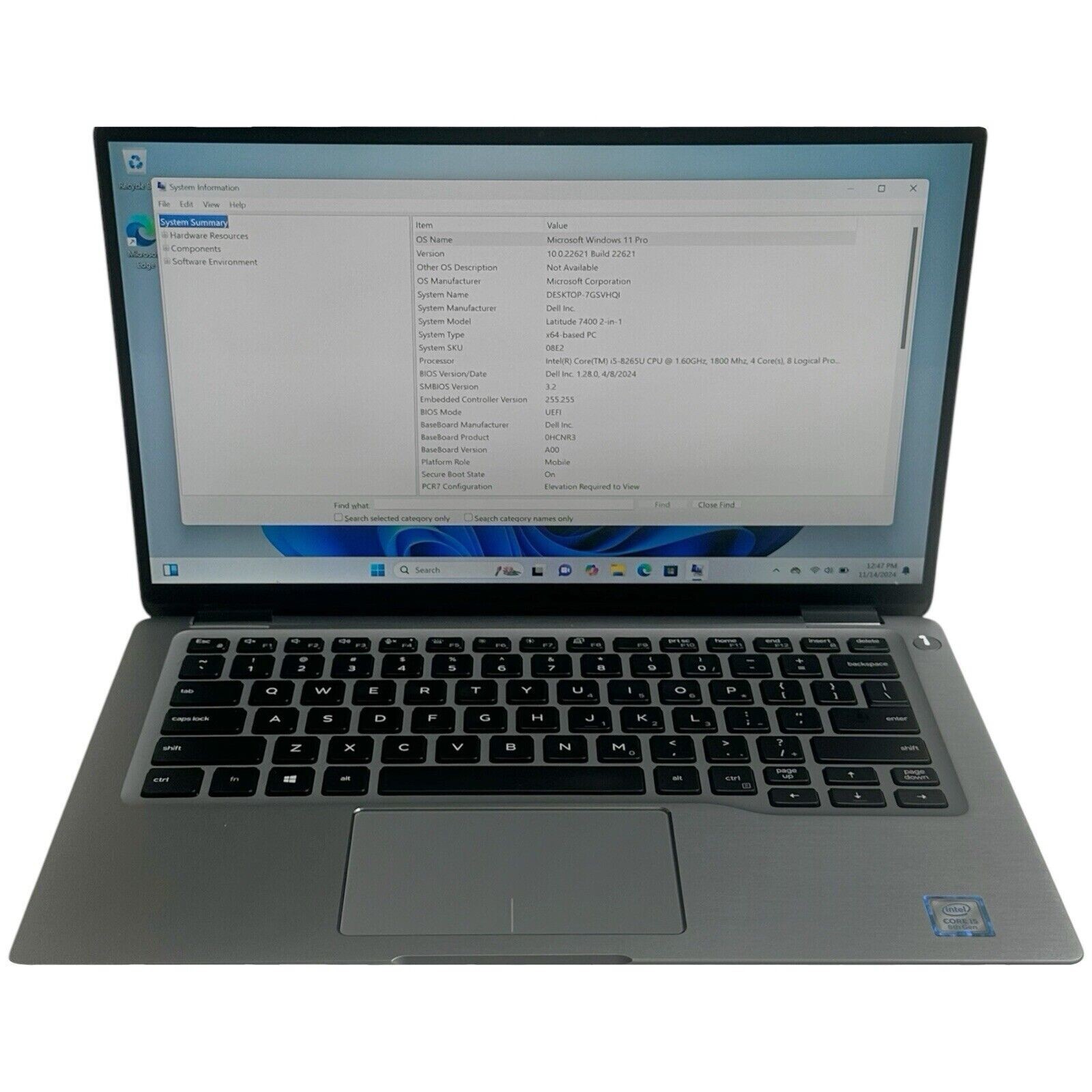 Dell Latitude 7400 14.0″ Laptop i5-8265U 1.60GHz 8 GB RAM 128GB 1800Mhz (WORKS)