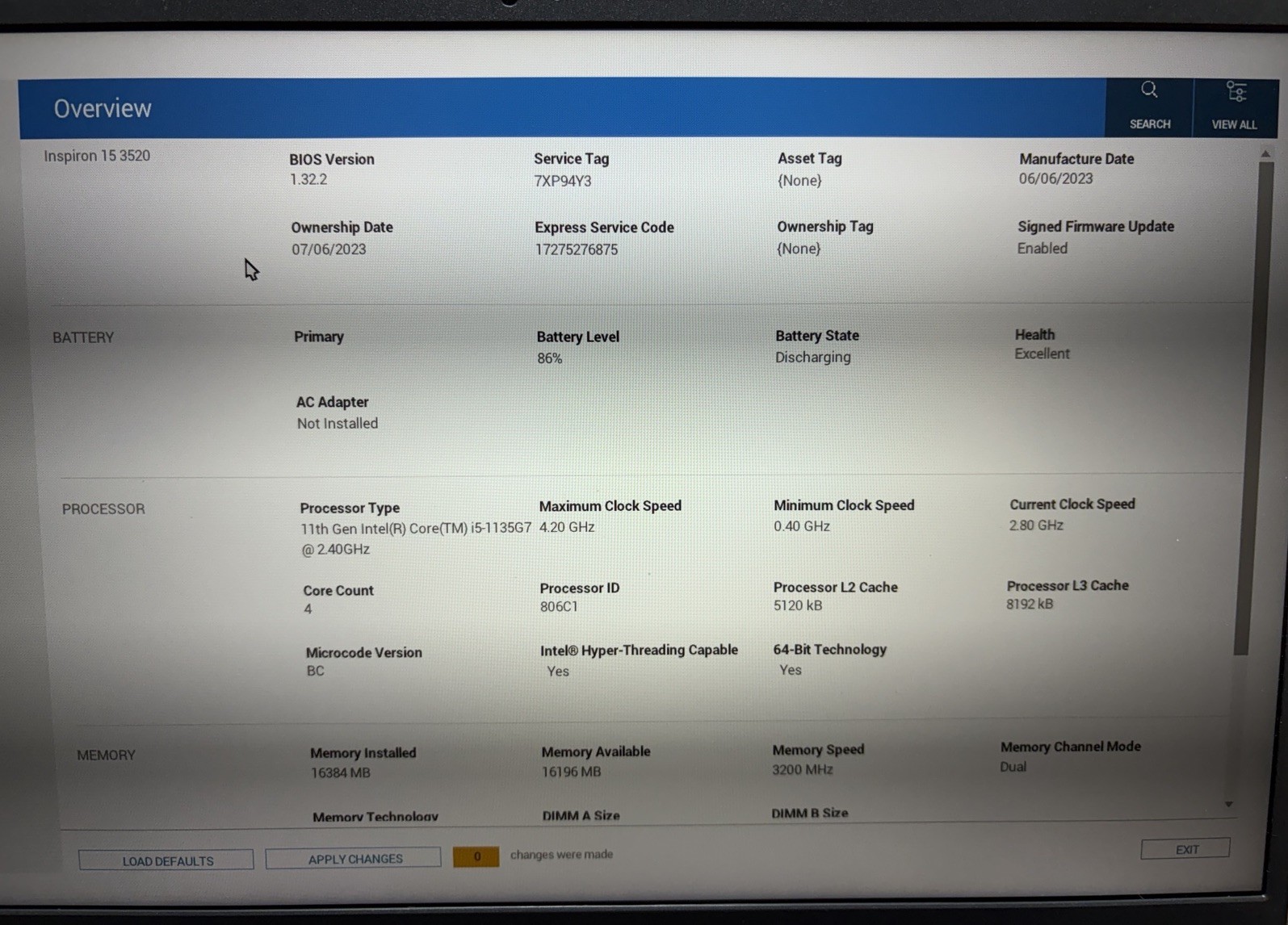 Dell Inspiron 15 3520 Laptop 15.6″ Intel Core i5-1135G7 16GB RAM 512GB SSD