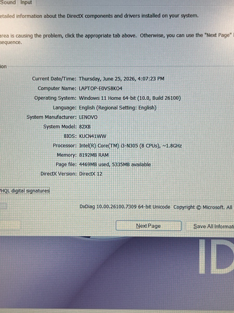 Windows 11 Lenovo ideaPad Slim 3 with 8gb 128SSD with charger. 7/2 (P04024672)