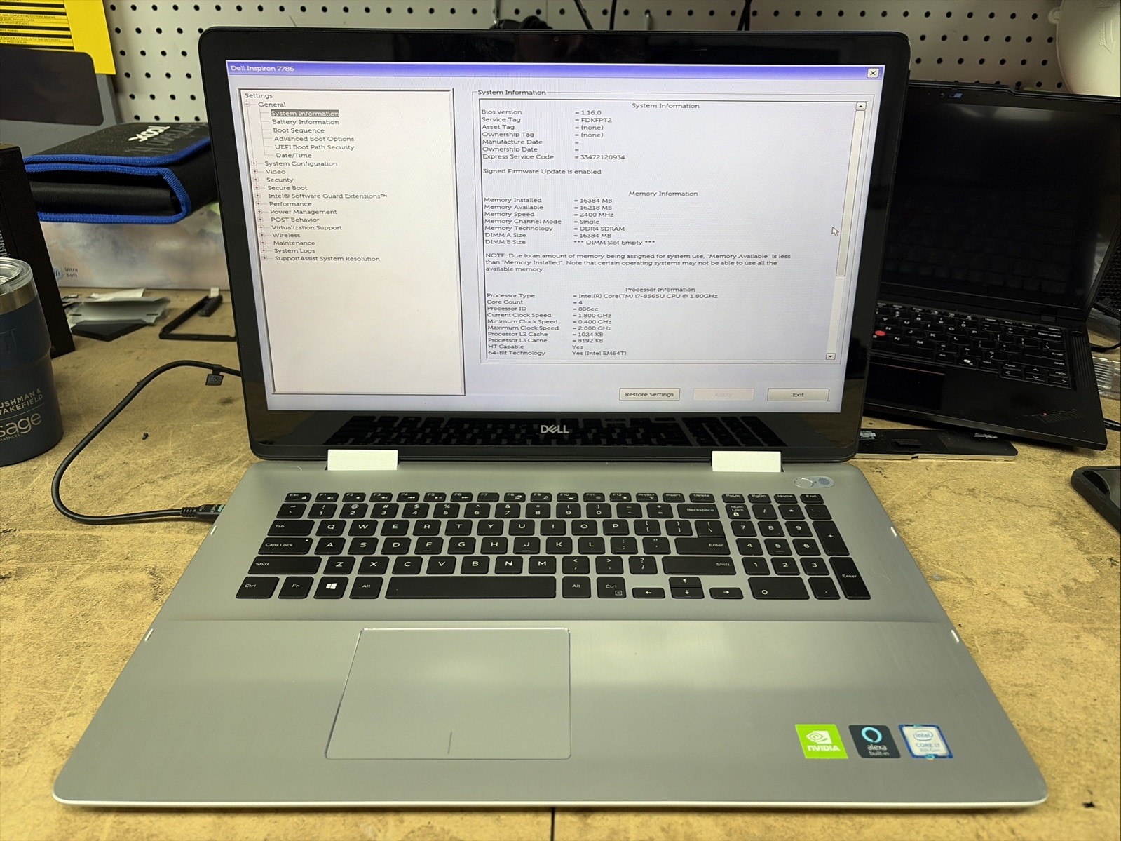 Dell Inspiron 7786 17.3″FHD Touch i7-8565U 16GB RAM 512GB SSD NVIDIA MX250 No OS